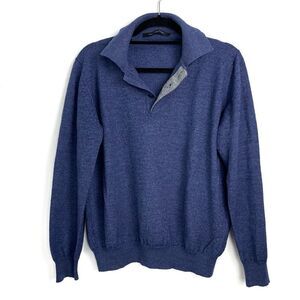 Vintage Valentino Wool Blend Polo Sweater Blue